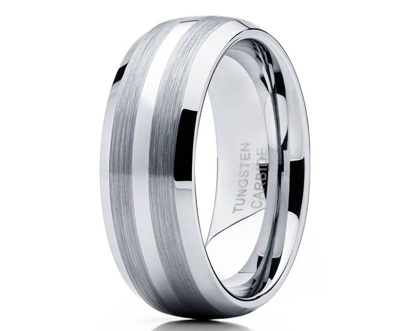 Grau Wolfram Ehering Männer & Frauen Pinsel Verlobung Ring Dome-stil von YorksJewelryDesign