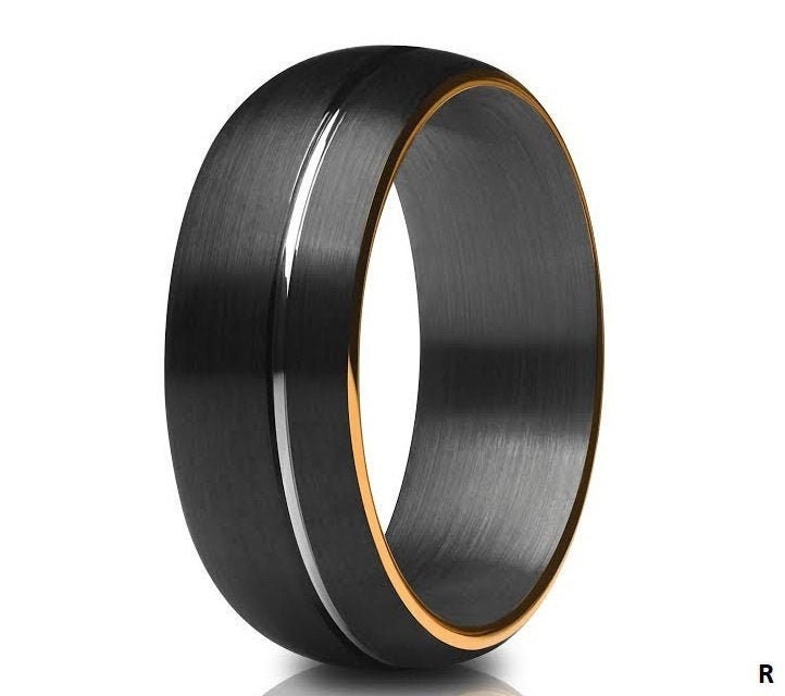 Gunmetal Ehering, Rosegold Hartmetall Ring, Schwarzes Ehering, 18K Roségold, Gunmetal Tungsten Band, Comfort Fit Ring, Herren & Frauen von YorksJewelryDesign