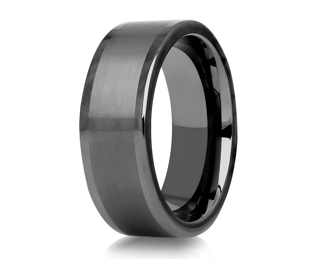 Gunmetal Ehering, Wolfram Hartmetall Ring, Jubiläum 8mm Comfort Fit von YorksJewelryDesign