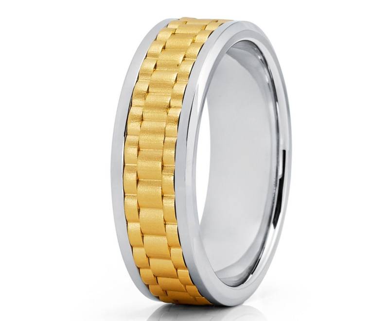 Kobalt Ehering Männer & Frauen 14K Gelbgold Jubiläum Band Comfort Fit Satin-Finish von YorksJewelryDesign