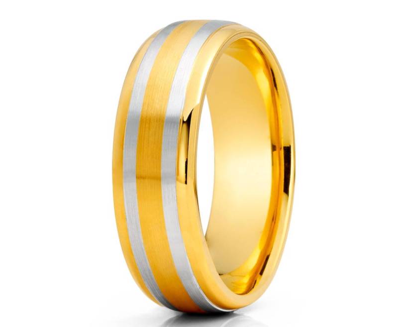 Kuppel Gelbgold Ehering 14K Gold Trauring Jubiläumsring Verlobungsring Comfort Fit von YorksJewelryDesign