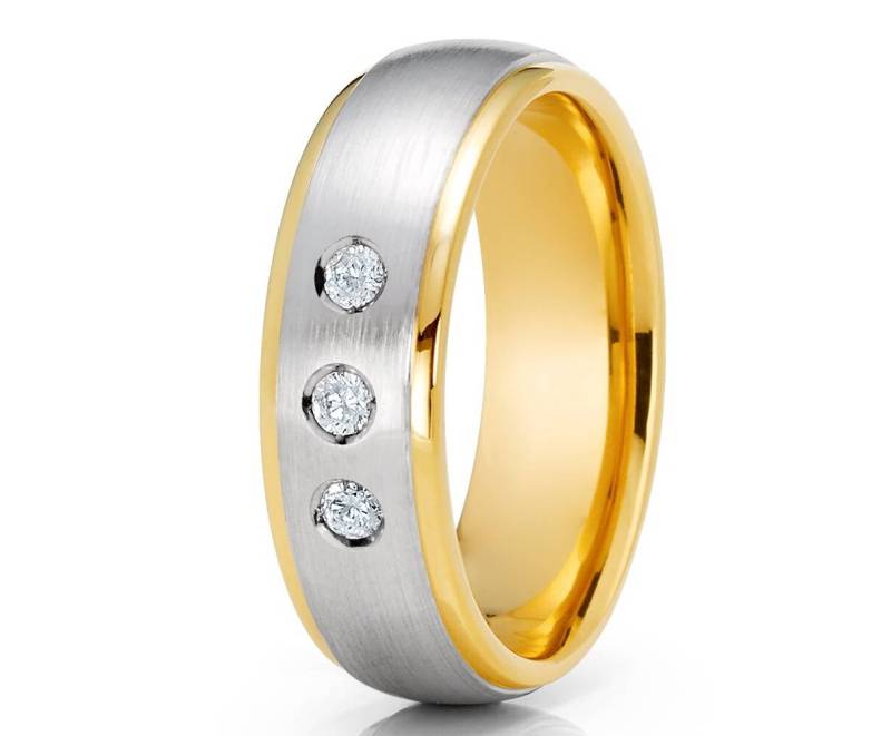 Kuppel Gold Ehering Diamant Matte Finish Band Männer & Frauen 14K Goldring von YorksJewelryDesign