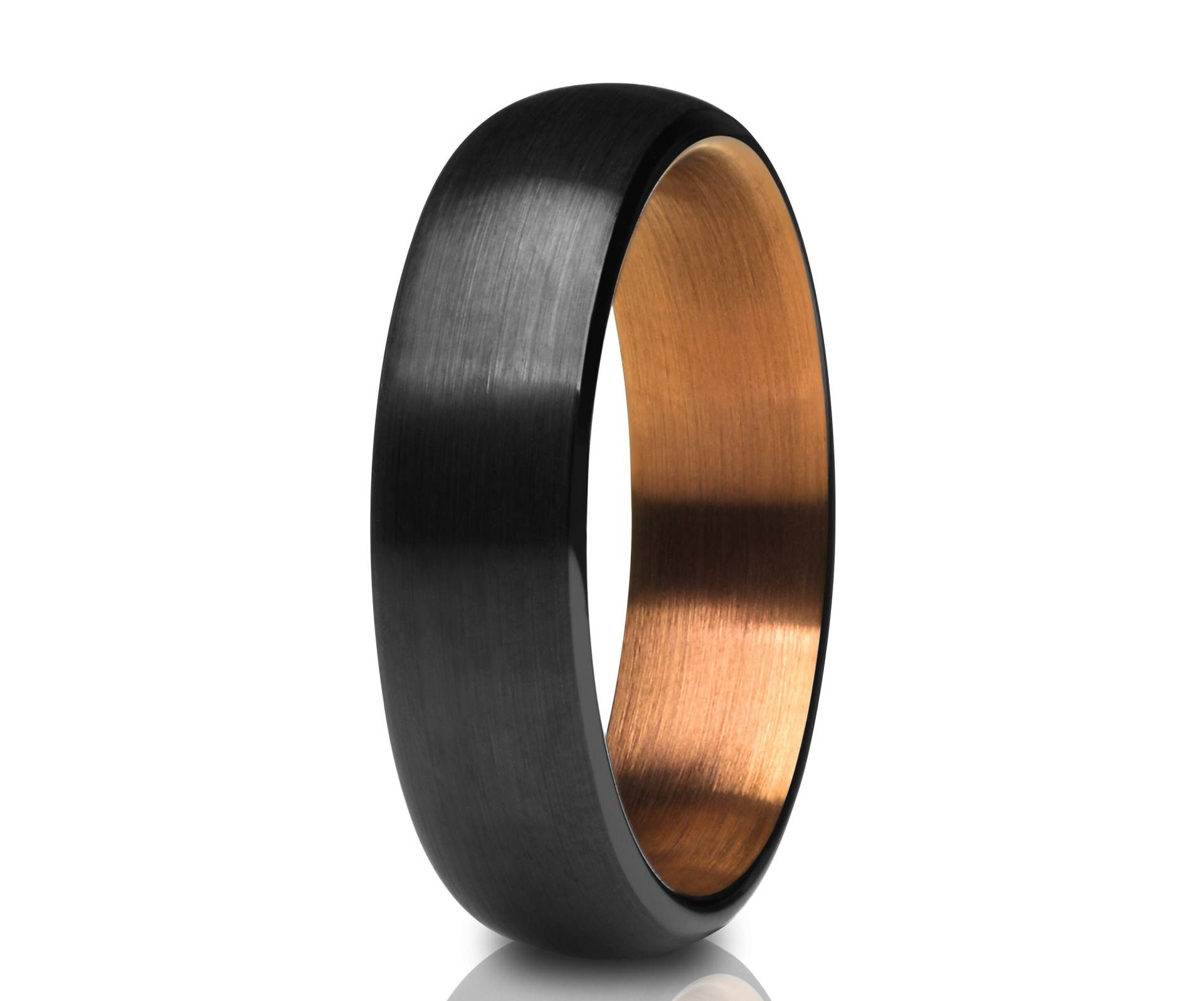 Kuppel Wolfram Ehering, Schwarzer Ehering, Espresso Ring, Jahrestag Ring, Herren Ehering, Frauen Ring, 8mm & 6mm, Comfort Fit von YorksJewelryDesign