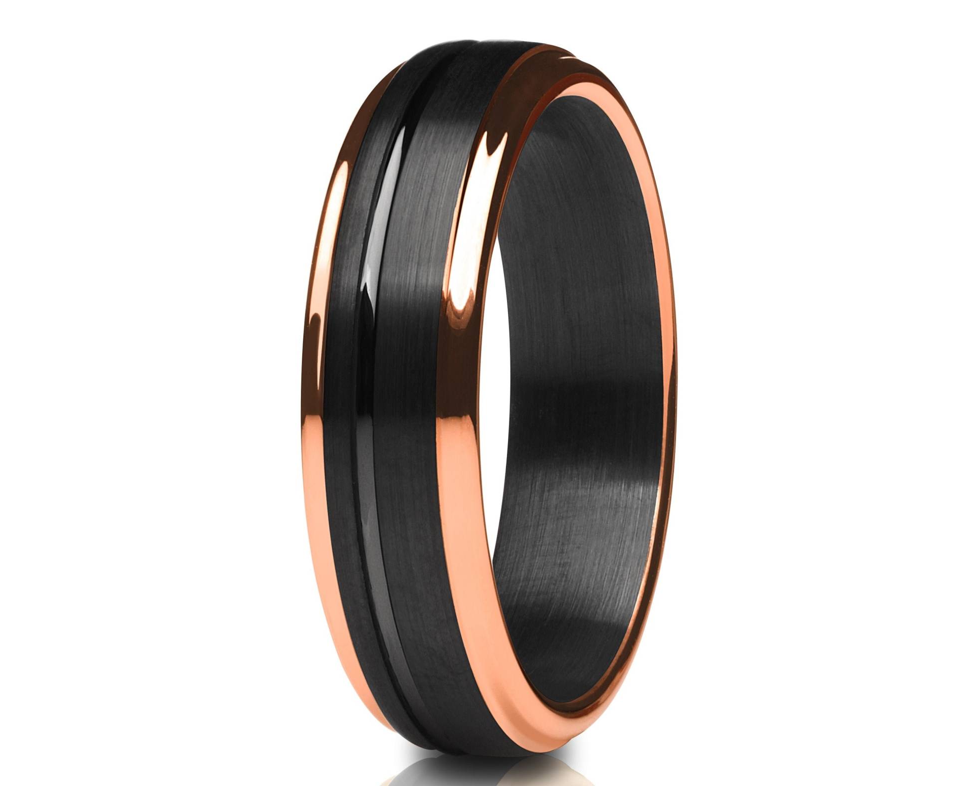 Schwarzer Ehering, 18K Roségold, Hartmetall Ring, Jubiläum Ring, Einzigartiger Roségold Ring, Hartmetall Ring von YorksJewelryDesign