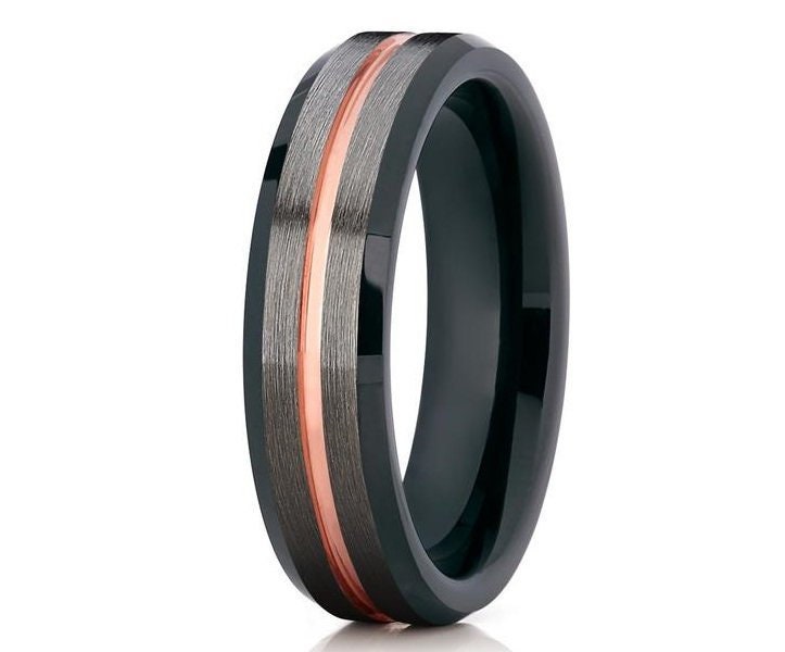 Schwarzer Wolframring, Gunmetal Wolframring, Hochzeitsring, Wolframring Für Männer Und Frauen, Wolframring Zum Verloben von YorksJewelryDesign