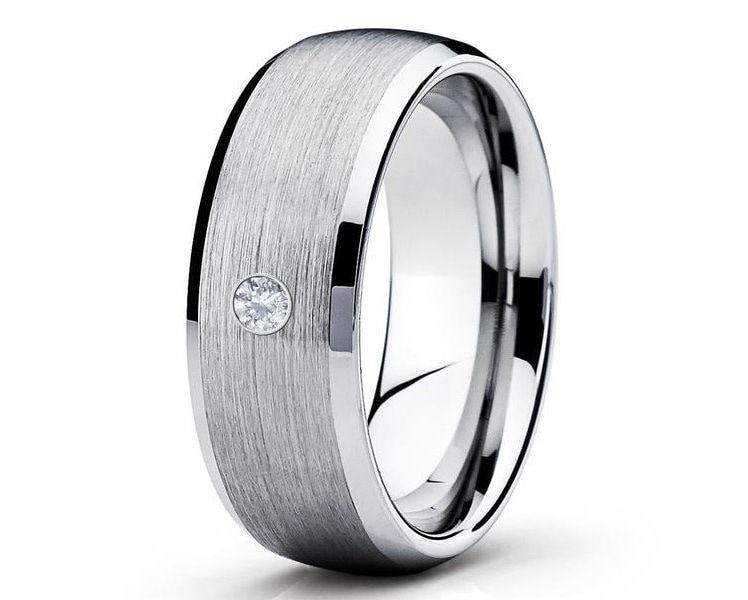 Silber Wolfram Ehering, Herren & Frauen, Weißer Diamant Ring, Hartmetall Ringe Für Männer, Frauen Silber Wolfram Ehering, Herren & Frauen, Weißer Diamant Ring, Hartmetall Ringe Für Männer, Frauen von YorksJewelryDesign