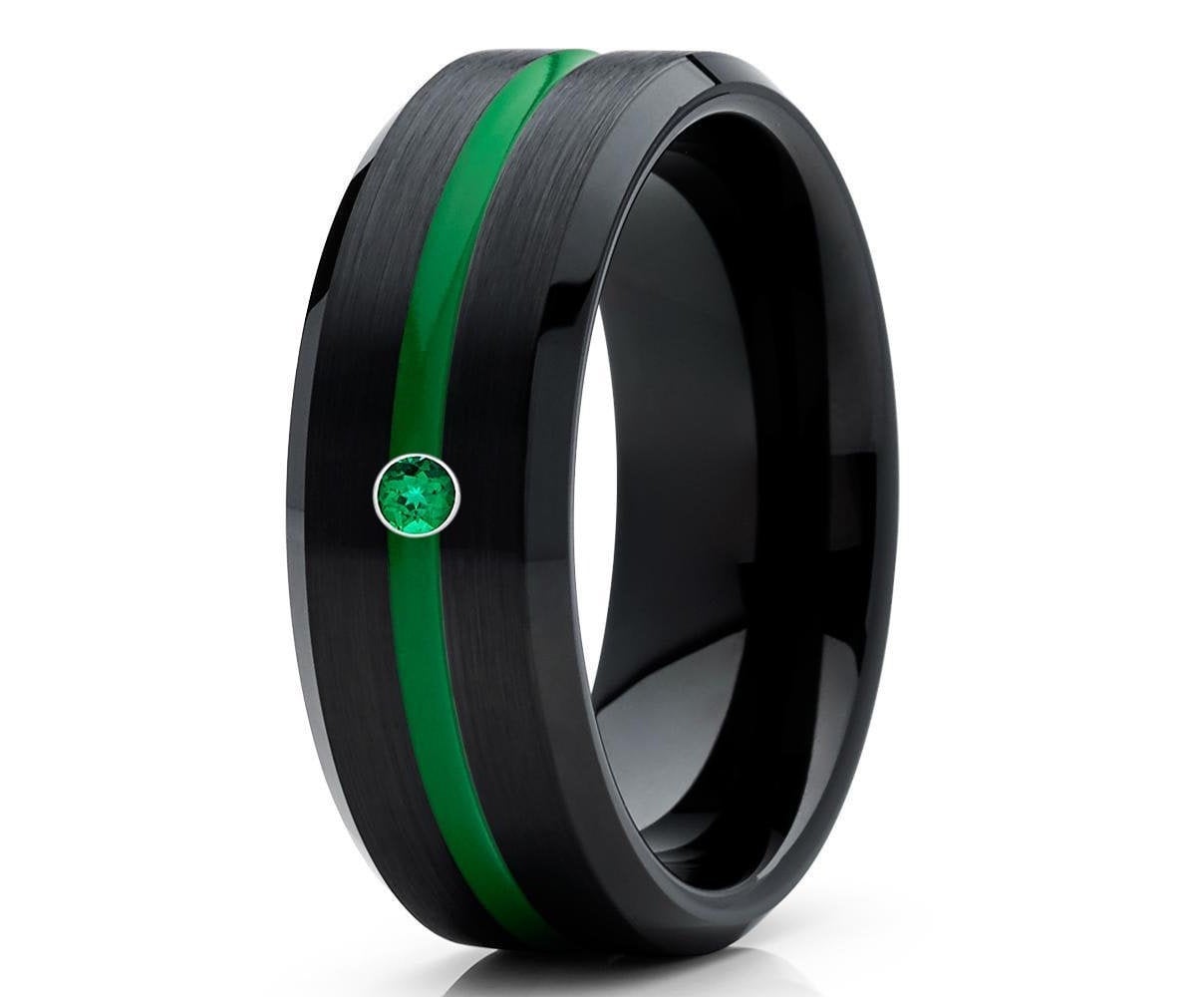 Smaragd Ehering, Einzigartiger Wolfram Ring, 8mm Ring, 6mm Ring von YorksJewelryDesign