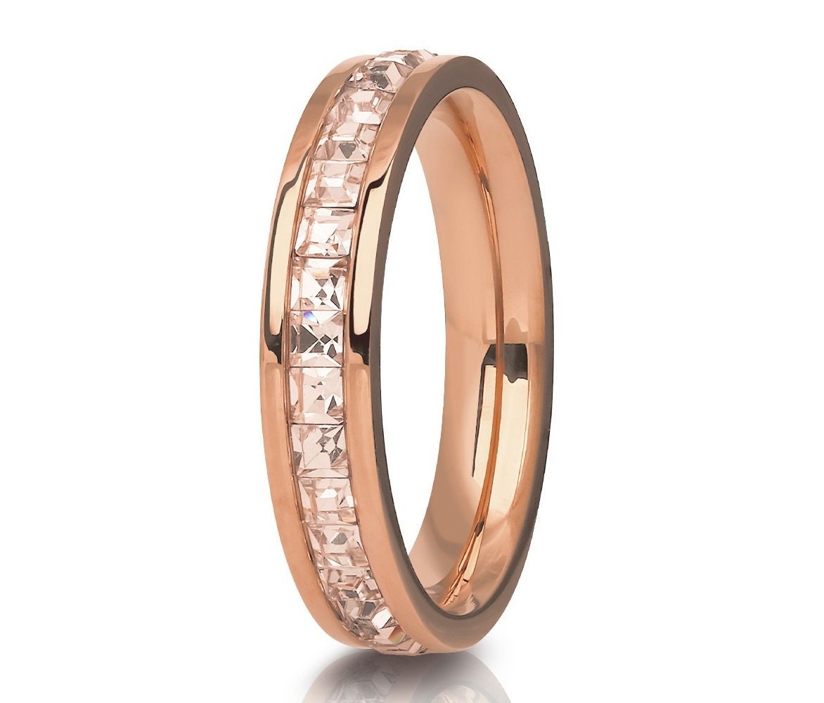 Titan Ehering, Rosegold Ehering, Eternity Ring, Cz Ehering, Damen Ring, Jahrestag Ring, Verlobungsring, Comfort Fit von YorksJewelryDesign