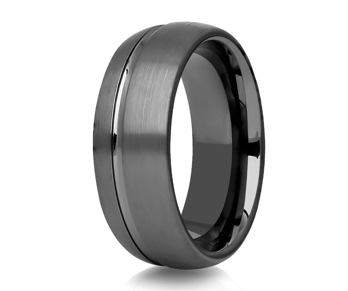 Trauring Mann, Gunmetal Ehering, Hartmetall Ring, Jahrestag Kuppel Comfort Fit Verlobungsring von YorksJewelryDesign