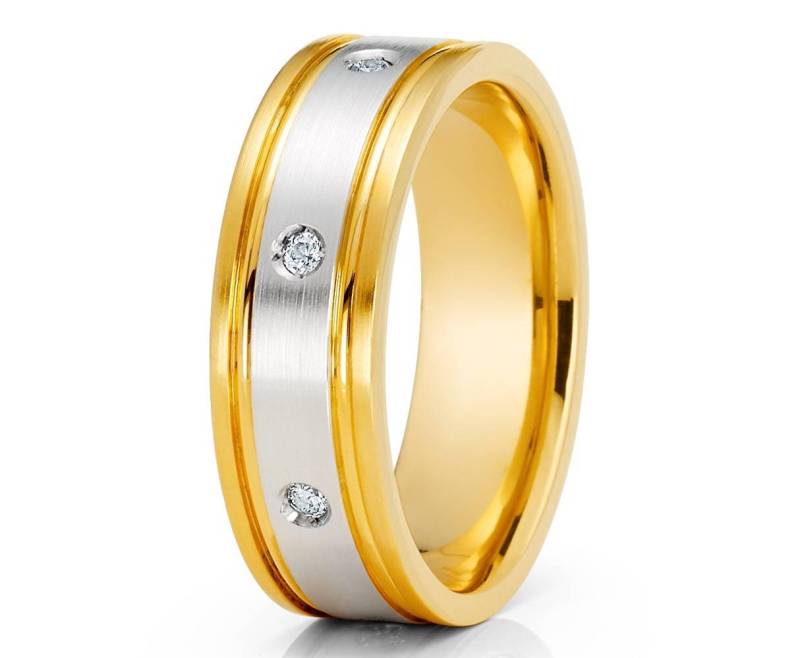 Weißer Diamant Ehering Gelbgold Ring 14K Gold Männer & Frauen Band von YorksJewelryDesign