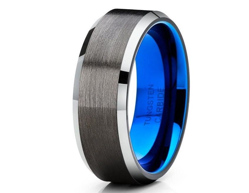 Wolfram Ring Blau, Herren Damenring, Verlobungsring & Damen Herrenring Schwarz von YorksJewelryDesign