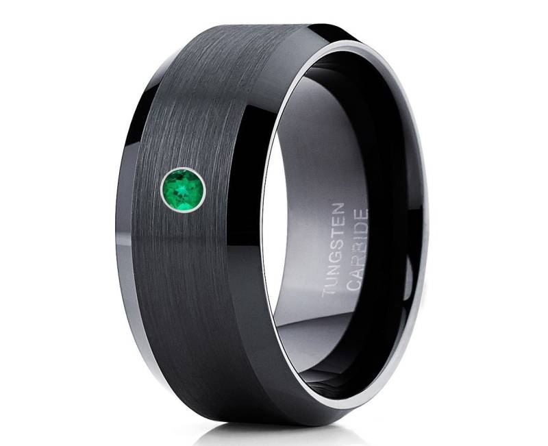 Wolfram Ring Schwarz, Smaragd Ring, Wolfram Ring, Smaragd Grün, Smaragd Ring, Schwarzer Schwarz von YorksJewelryDesign