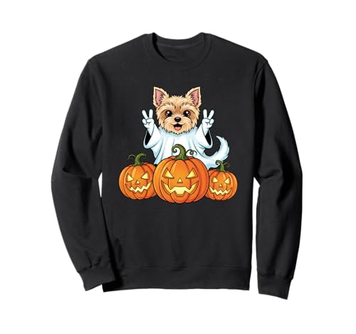 Yorkshire Terrier Ghost Pumpkin Boo Halloween Herren Damen Sweatshirt von Yorkshire Terrier Halloween Ghost Pumpkin Outfits