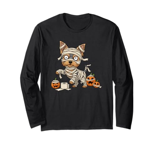 Yorkshire Terrier Mumie Kürbis Halloween Kinder Herren Damen Langarmshirt Yorkshire Terrier Mumie Kürbis Halloween Kinder Herren Damen Langarmshirt von Yorkshire Terrier Lover Halloween Outfits Boy Girl