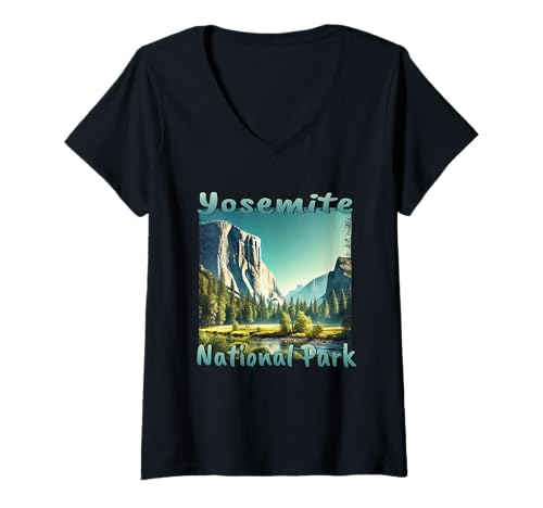 Damen Yosemite Park Natur Wandern Berge USA T-Shirt mit V-Ausschnitt Damen Yosemite Park Natur Wandern Berge USA T-Shirt mit V-Ausschnitt von Yosemite Nature Mountains USA Travel Hiking