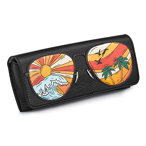 Yoshi Pilotenbrille Sonnenbrille Surf Design Leder Brillenetui Sonnenbrillenetui Flap Over Schwarz Leder von Yoshi