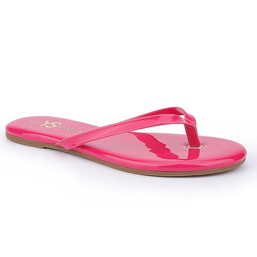 YOSI SAMRA Flip Flop aus veganem Leder für Damen, Rivington, Hot Pink Patent, 39 EU von Yosi Samra