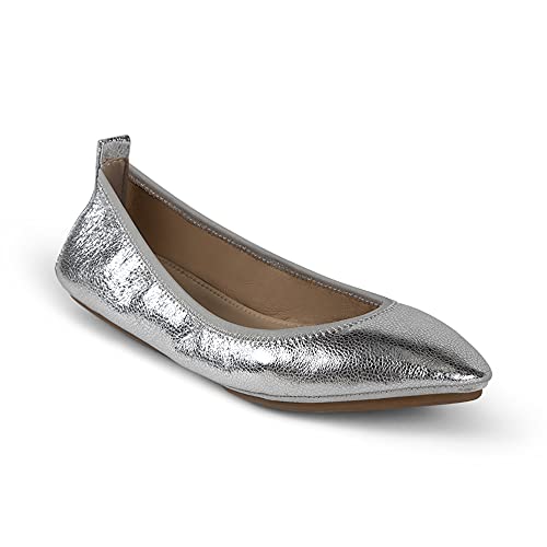 Yosi Samra Vienna Damen Ballerinas mit spitzem Zehenbereich, faltbar, flach, silber, 40.5 EU von Yosi Samra