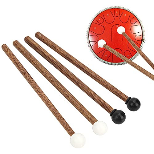 4Er Pack Stahlkern Gummischlegel Mit Holzgriff, 6,5 Zoll Kinder Trommelstöcke Für Zungentrommel Percussion Instrumente, Robustes Musikzubehör Anfänger Profis, Ideal Musikkurse Oder Heimgebrauch von Yosoo Health Gear