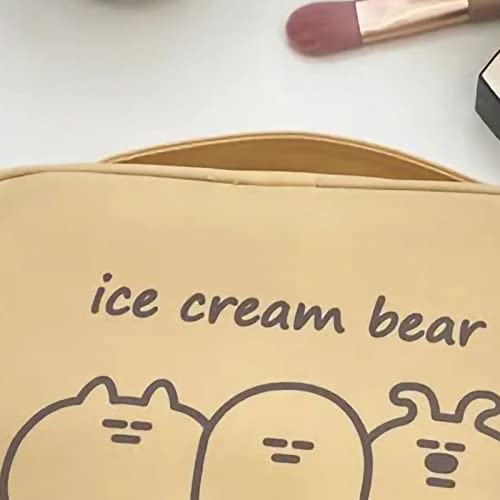 Bear Cosmetic Bag Süße Tragbare Leinwand -Toilettenbeutel mit Z IPP ER für Mädchen Studenten Premium Canvas Material Mode Handtasche Ideal für Make -up -Liebhaber (Gelber von Yosoo Health Gear