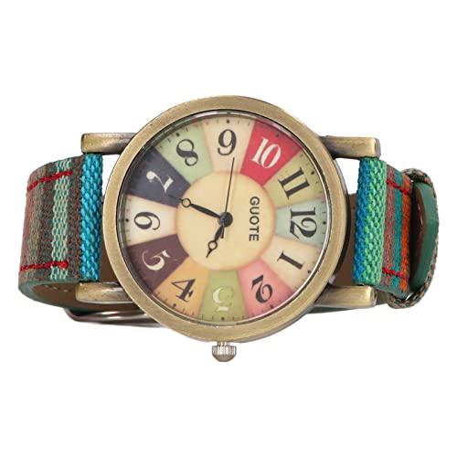 Yosoo Hippie-Chic-Uhren, Boho-Uhr für Damen mit Mehrfarbigem Regenbogenmuster, Leicht Lesbare Uhr mit Großen Zahlen, Bohemian-Uhren mit PU-Lederarmband Als für Yosoo Hippie-Chic-Uhren, Boho-Uhr für Damen mit Mehrfarbigem Regenbogenmuster, Leicht Lesbare Uhr mit Großen Zahlen, Bohemian-Uhren mit PU-Lederarmband Als für von Yosoo Health Gear