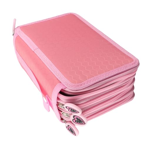 Yosoo Oxford Mehrschicht Stiftemappe für 72 Buntstifte Make-up Pinsel Tasche Pencil Organizer Pen Tasche stationäre Stiftetasche mit großer Kapazität (Rosa) von Yosoo