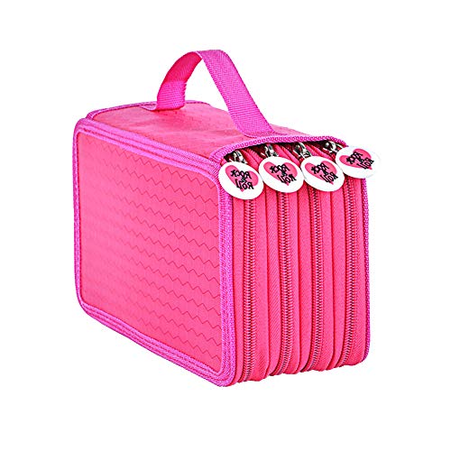 Yosoo Oxford Mehrschicht Stiftemappe für 72 Buntstifte Make-up Pinsel Tasche Pencil Organizer Pen Tasche stationäre Stiftetasche mit großer Kapazität (Rose rot) von Yosoo