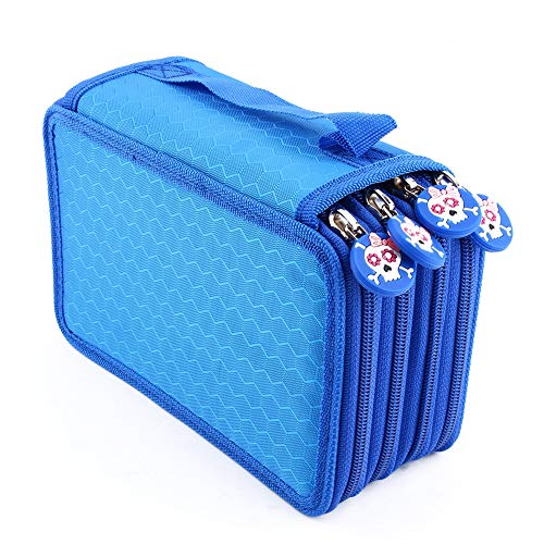 Yosoo Portapenne TRE Scompartiment 72 Stück, Bleistift-Etui, mit großer Kapazität, Oxford, mehrschichtig, Bleistift-Organizer (blau) von Yosoo