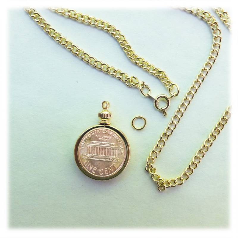Münzhalter Lünette Penny Usa 1 Cent Link-Vergoldete Halskette 24 "Kette Kit Teile Münzhalter Lünette Penny Usa 1 Cent Link-Vergoldete Halskette 24 "Kette Kit Teile von YostShop