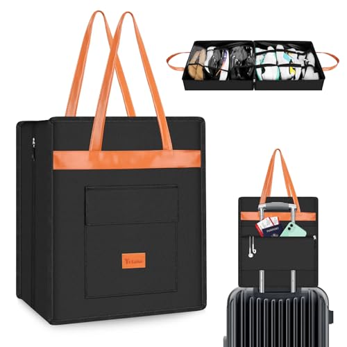 Yotako Schuhtasche für Reisen mit Ledergriff, tragbarer Schuh-Organizer mit Taschen, 3-in-1 Hänge-Gepäck-Schuh-Aufbewahrungstasche, Reise-Schuhtasche für Damen und Herren, passend für 6 Schuhe Yotako Schuhtasche für Reisen mit Ledergriff, tragbarer Schuh-Organizer mit Taschen, 3-in-1 Hänge-Gepäck-Schuh-Aufbewahrungstasche, Reise-Schuhtasche für Damen und Herren, passend für 6 Schuhe von Yotako