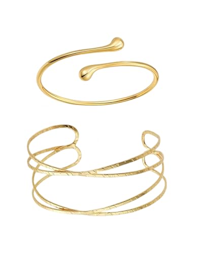 Yotlein 2 Stücke Oberarmreif, Armreif Gold, Oberarm-Armband, Wickelarmband Damen, Oberarmreif Gold, Armband Verstellba, Armreif Stapelbarer Schmuck, Minimalistisches Design für Frauen und Mädchen Yotlein 2 Stücke Oberarmreif, Armreif Gold, Oberarm-Armband, Wickelarmband Damen, Oberarmreif Gold, Armband Verstellba, Armreif Stapelbarer Schmuck, Minimalistisches Design für Frauen und Mädchen von Yotlein
