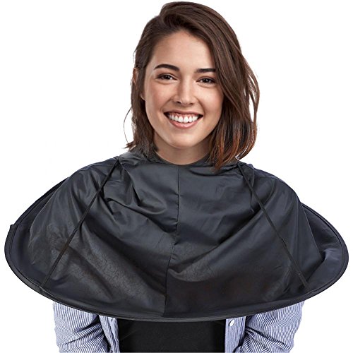Frisierumhang, Erwachsenen Friseur Haarschnitt Regenschirm Cape Friseur Salon Kleid Haarschnitt Friseur Umhang(Schwarz) von Yotown