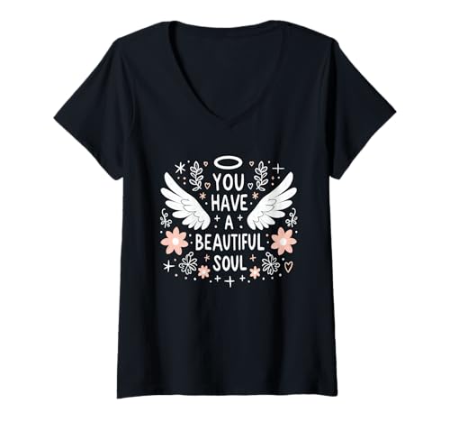 Damen You Have A Beautiful Soul Positive Passing Kids Scribble T-Shirt mit V-Ausschnitt von You Have A Beautiful Soul Positive Kids Scribble
