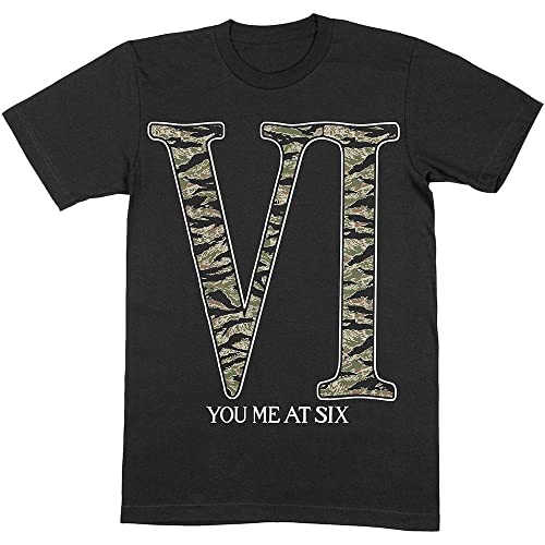You Me At Six Herren Camo VI Slim Fit T-Shirt Large Black, Schwarz, L von You Me At Six