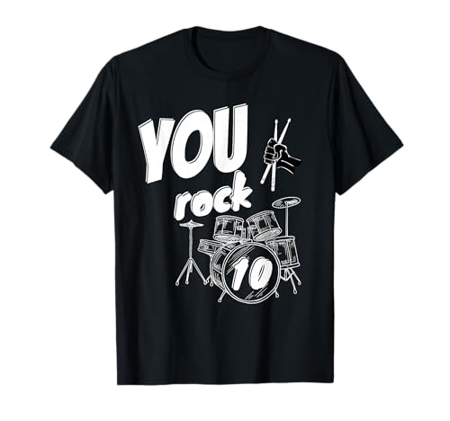 Schlagzeug Drummer 10 Jahre 10. Geburtstag Jungen Mädchen T-Shirt Schlagzeug Drummer 10 Jahre 10. Geburtstag Jungen Mädchen T-Shirt von You Rock