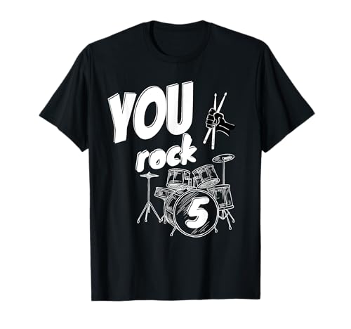 Schlagzeug Drummer 5 Jahre 5. Geburtstag Jungen Mädchen T-Shirt Schlagzeug Drummer 5 Jahre 5. Geburtstag Jungen Mädchen T-Shirt von You Rock