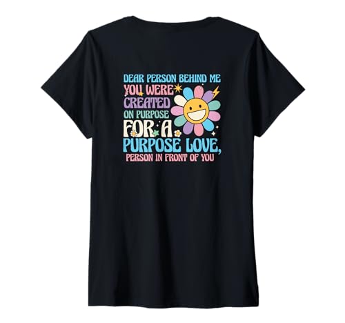 Damen Liebe Person hinter Mir, du wurdest mit Absicht geschaffen, Liebe T-Shirt mit V-Ausschnitt Damen Liebe Person hinter Mir, du wurdest mit Absicht geschaffen, Liebe T-Shirt mit V-Ausschnitt von You Were Created On Purpose Love