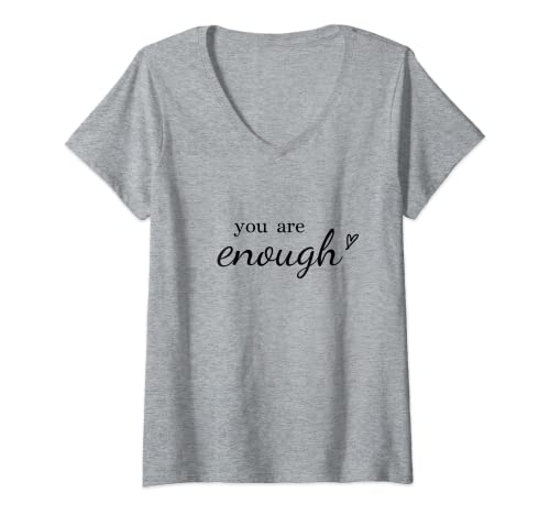 Damen You are enough shirt for Women Present positivity T-Shirt mit V-Ausschnitt von You are enough