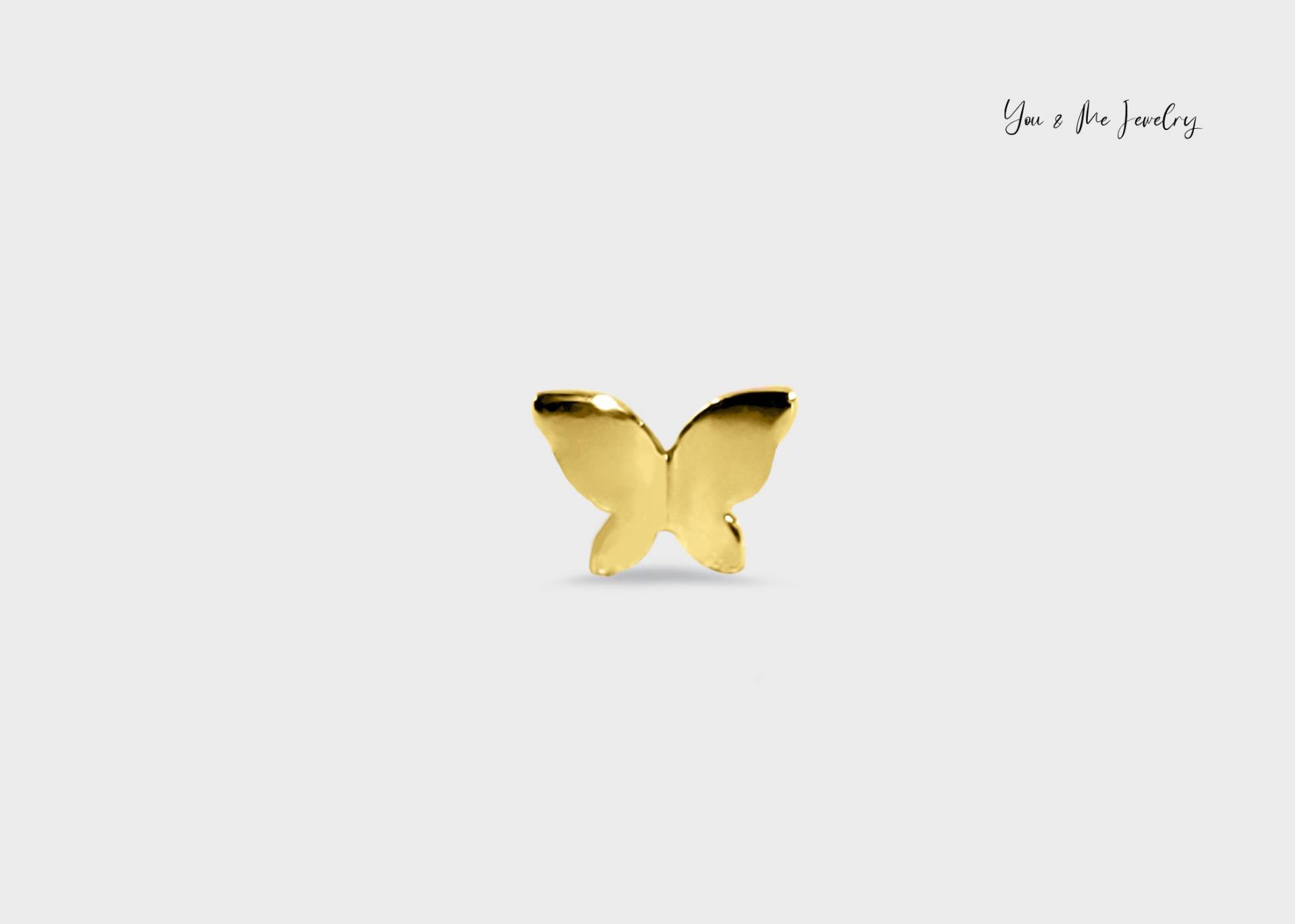 14K Massive Gold Schmetterling Design Einzelne Winzige Ohrstecker Für Frauen Piercing 6mm Post Cartilage Kugel Schraubverschluss Hypoallergen Gelb von YouAndMeJewelryUS