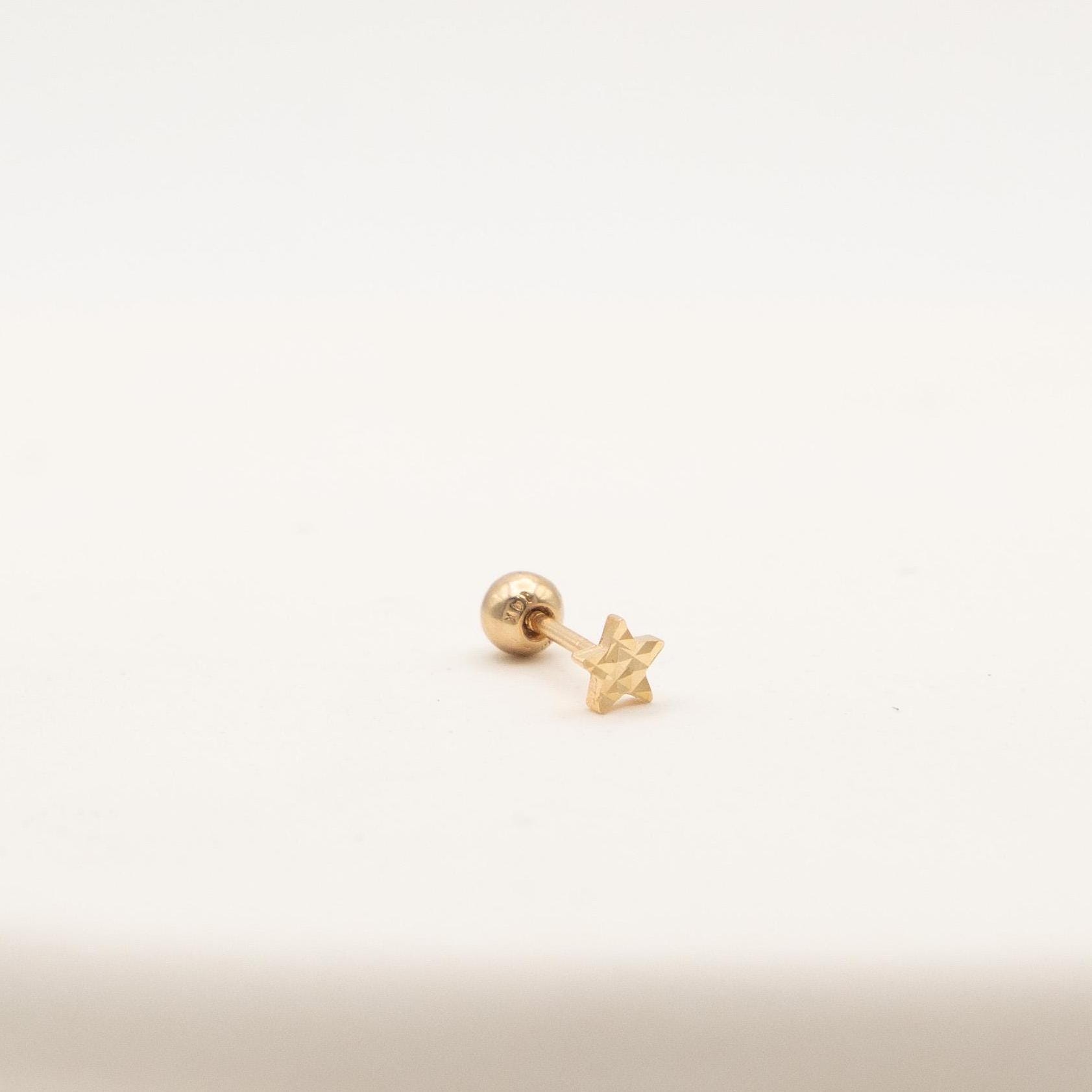 14K Massive Gold Scintillating Star Design Single Tiny Ohrstecker Für Frauen Piercing 6mm Post Knorpel Kugel Schraubverschluss Gelb Weiß Roségold von YouAndMeJewelryUS