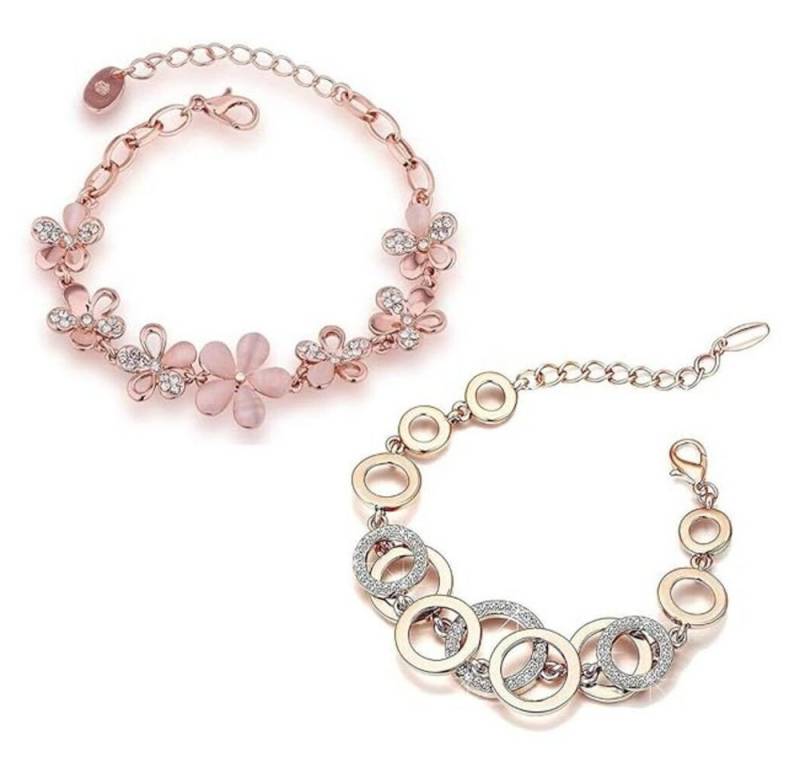 YouBella Armband Set Kristall Armbänder Combo für Frauen & Mädchen (Enthaltene Komponenten: 2 Armbänder, Hochzeit, Party Wear, Geschenk, Geeignet für alle Anlässe), Stilvolle Armreifen Schmuck für Mädchen von YouBella