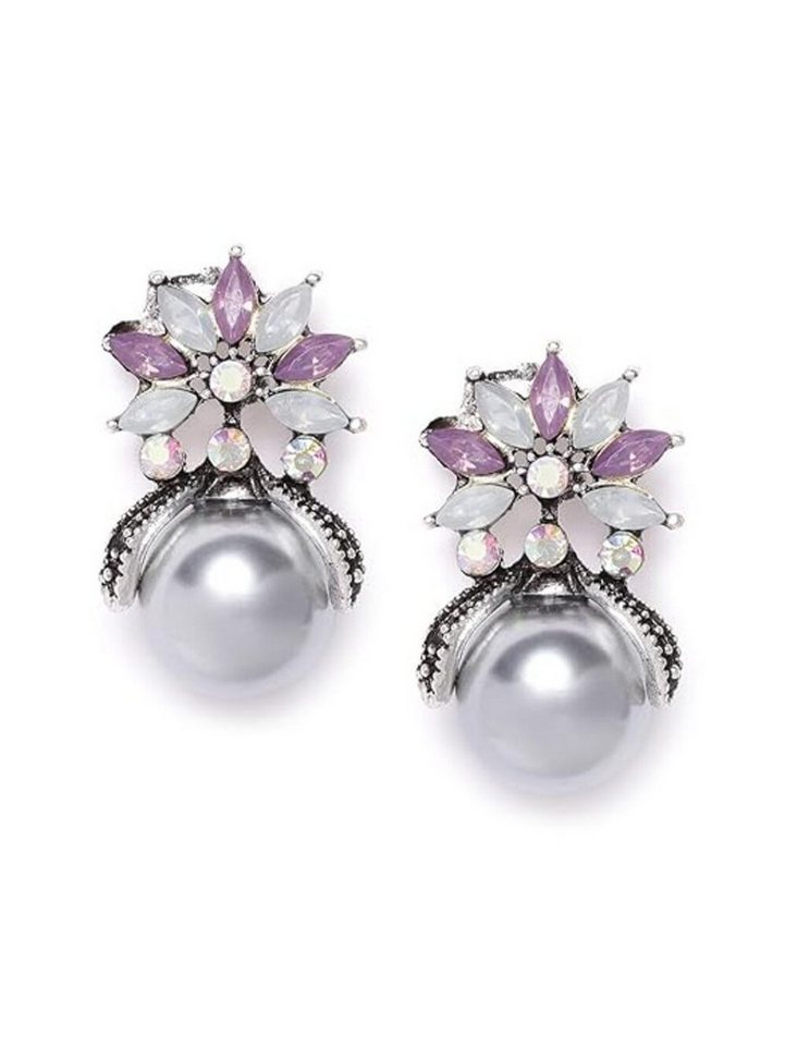 YouBella Ohrhänger-Set Kristall Versilberter Ohrstecker Für Damen & Mädchen (Artificial Jewellery, Perfect For Special Occassions), Fashionable & Beautiful Shiny Stud von YouBella