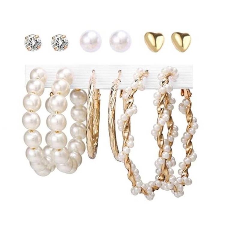 YouBella Ohrhänger-Set Stil 3 Ohrstecker & Ohrringe mit Ring Für Frauen & Mädchen (Inhalt der Box: Paar Reifen x 3, Paar Nieten x 3, Perfekt für alle Anlässe, Premium Qualität), Combo, Vergoldet, Modischer Kunstschmuck von YouBella