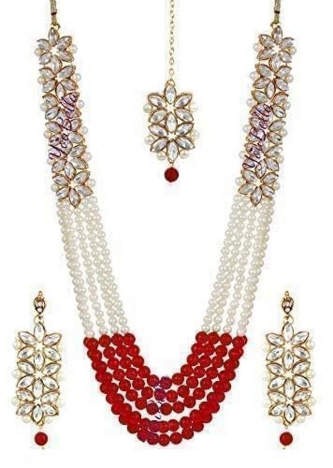 YouBella Schmuckset Hochzeit Braut Halskette Für Frauen & Mädchen (In Box Inhalt: Halskette x 1, Paar Ohrringe x 1, Stirn Ornament x 1, With Earrings and Forehead Ornament), Modischer Kunstschmuck von YouBella