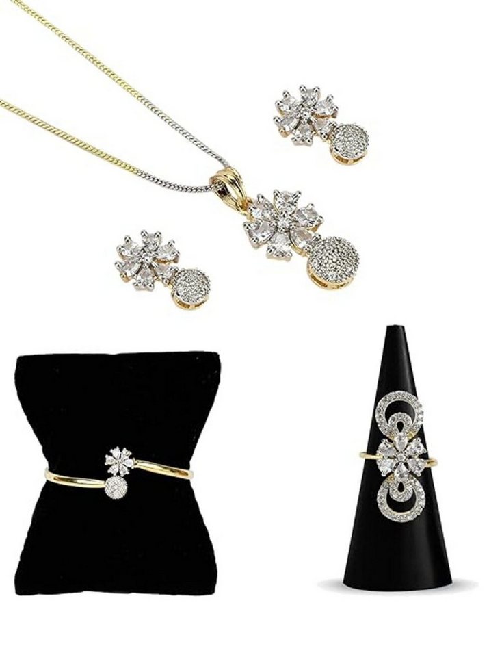 YouBella Schmuckset Mix_Combo_108 Stilvolles Halsketten Für Frauen & Mädchen (In Box Inhalt: Halskette x 1, Paar Ohrringe x 1, Ring x 1, Armband x 1, Langlebige Ausführung), Mit Ohrringen und Armband, Modischer Kunstschmuck von YouBella