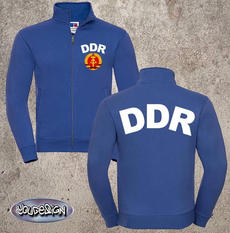 Ddr Team Sweat Jacke East Germany Ostdeutschland Osten Sed Fdj Ostalgie Xs-3Xl Weiß Oder Royal von YouDesign24