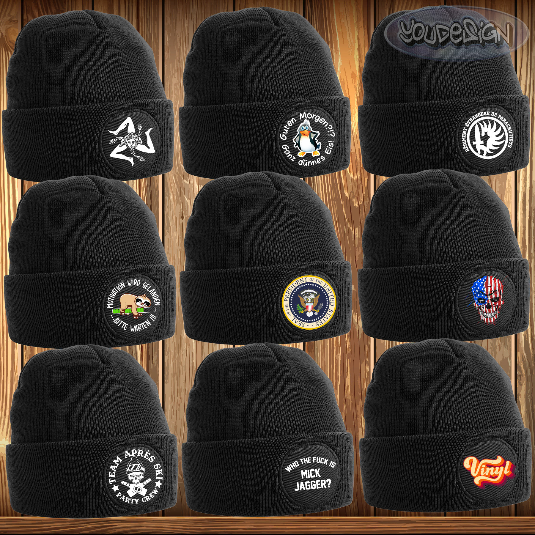 Guten Morgen Beanie Mütze Patch Sizilien Usa Legion Apres Ski Motivation von YouDesign24