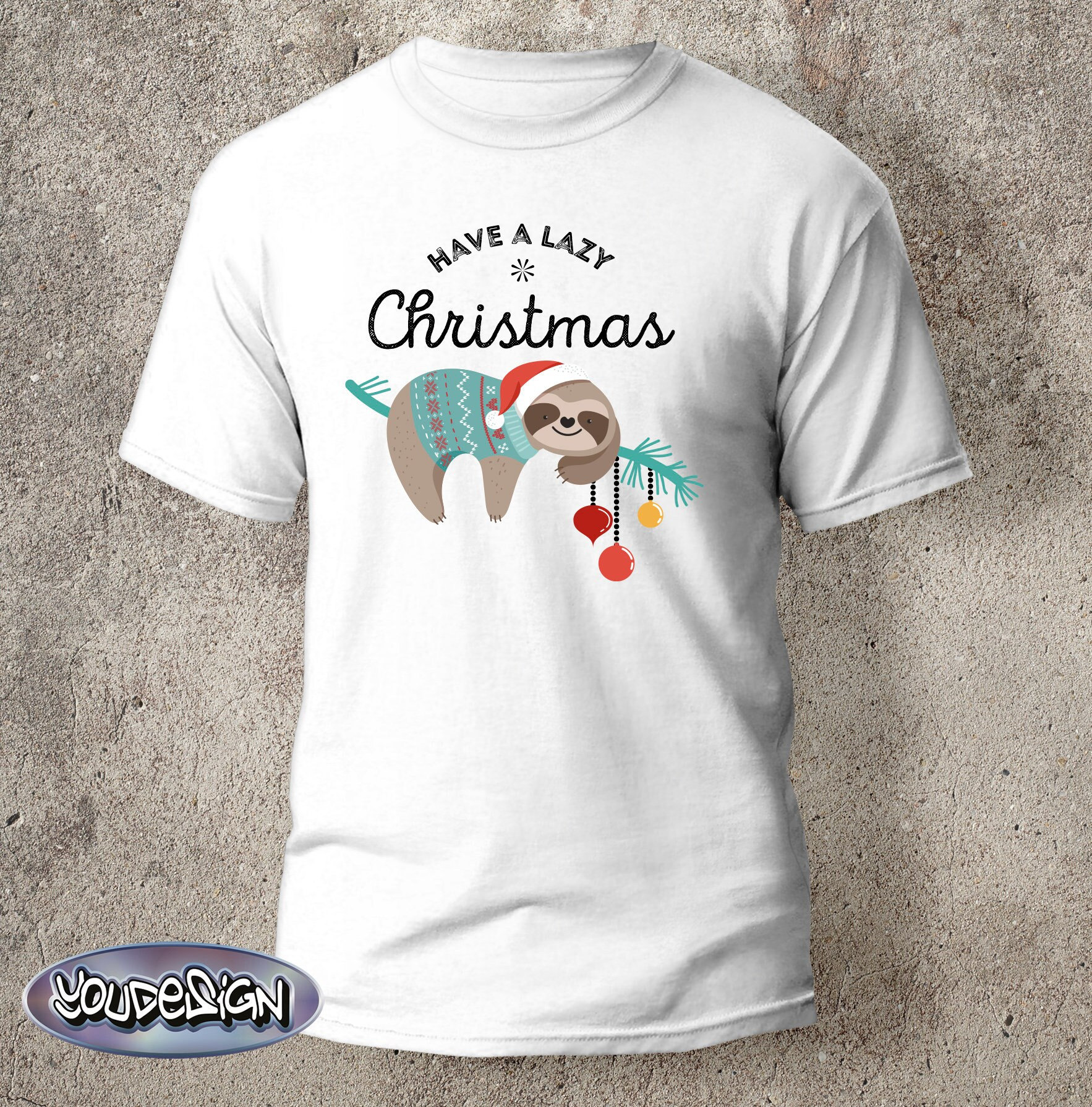 Have A Lazy Christmas Shirt Weihnachts T-Shirt Sloth Faultier Weihnachtsmann von YouDesign24