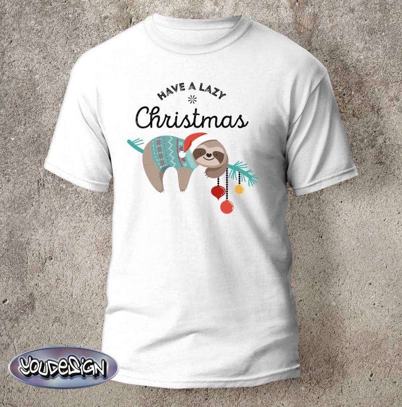Have A Lazy Christmas Shirt Weihnachts T-Shirt Sloth Faultier Weihnachtsmann von YouDesign24