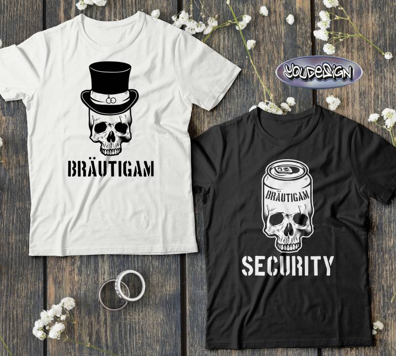 Jga Shirt Männer Junggesellenabschied Rock T-Shirt Bachelor Groom Security Skull Bier von YouDesign24